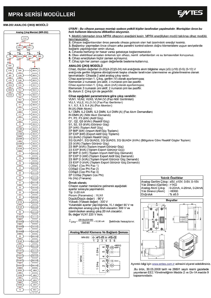 Imagen de la primera página del manual del dispositivo MM-202
