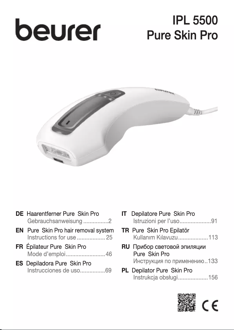 Página 1 del manual Manual de uso y mantenimiento Beurer Pure Skin Pro IPL 5500