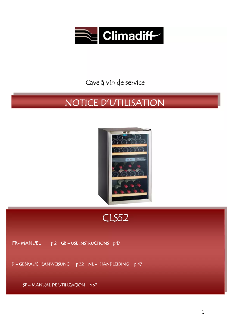 Página 1 del manual Manual de usuario Climadiff CLS52