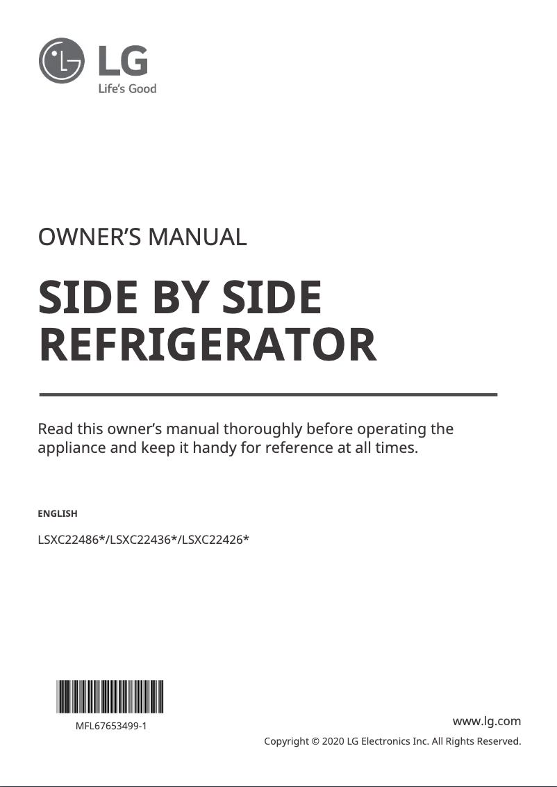 Imagen de la primera página del manual del dispositivo LSXC22486S