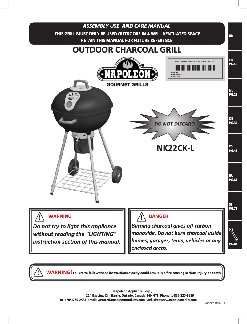 Página nº 1 - Manual de usuario Napoleon NK22CK-L