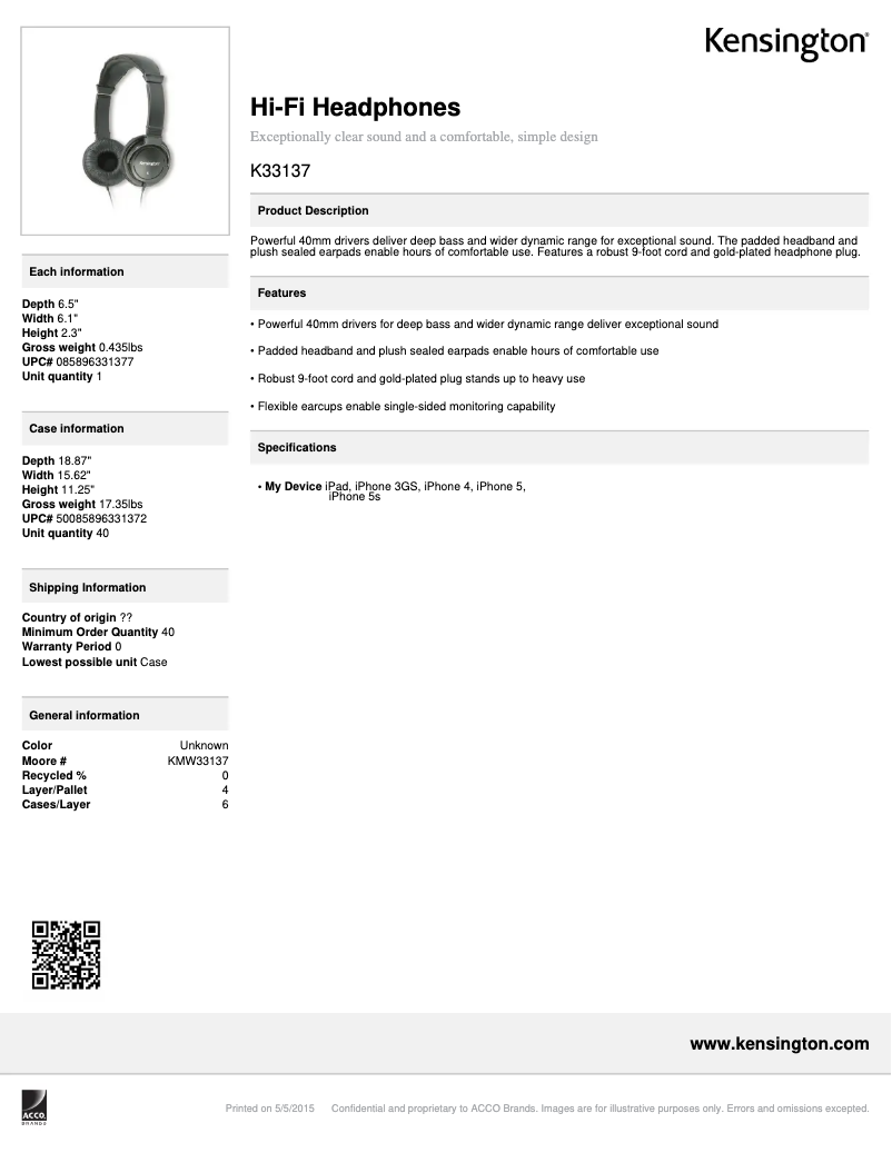 Página nº 1 - Manual de usuario Kensington K33137