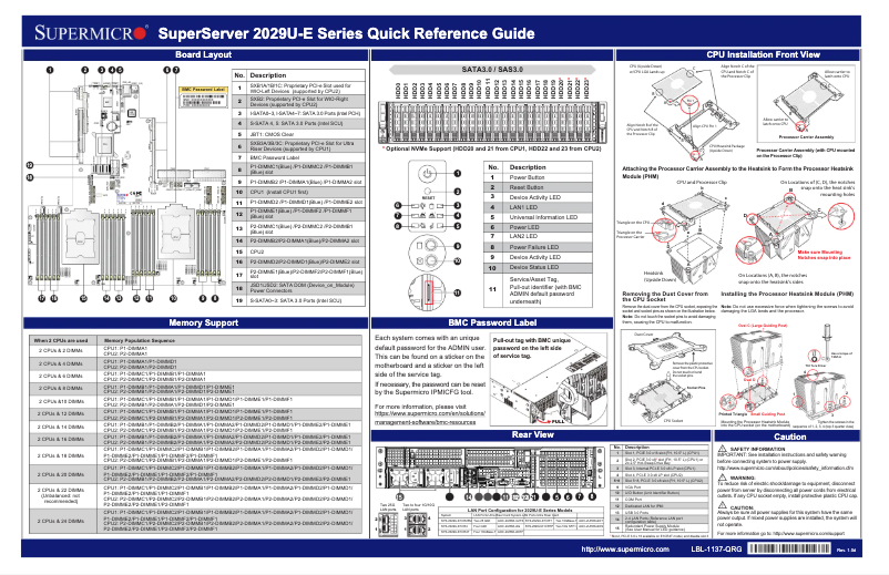 Página 1 del manual Guía de inicio rápido Supermicro SuperServer 2029U-E1CR4