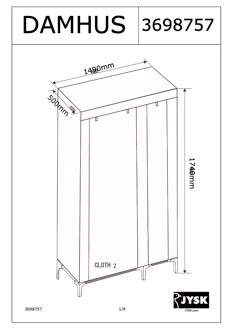 Imagen de la primera página del manual del dispositivo Damhus (149x174x50)