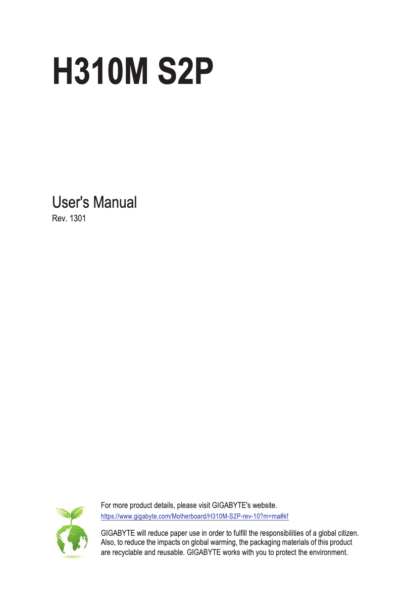 Página 1 del manual Manual de usuario Gigabyte H310M S2P