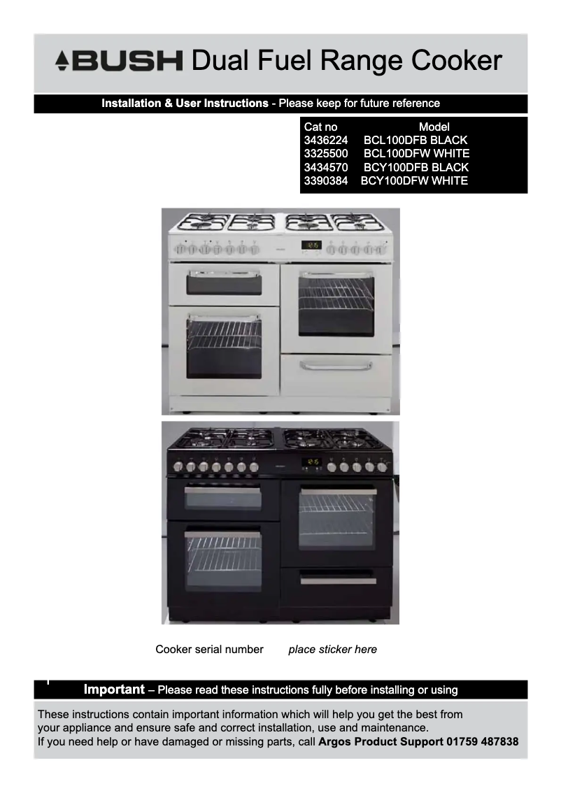 Imagen de la primera página del manual del dispositivo BCL100DFB