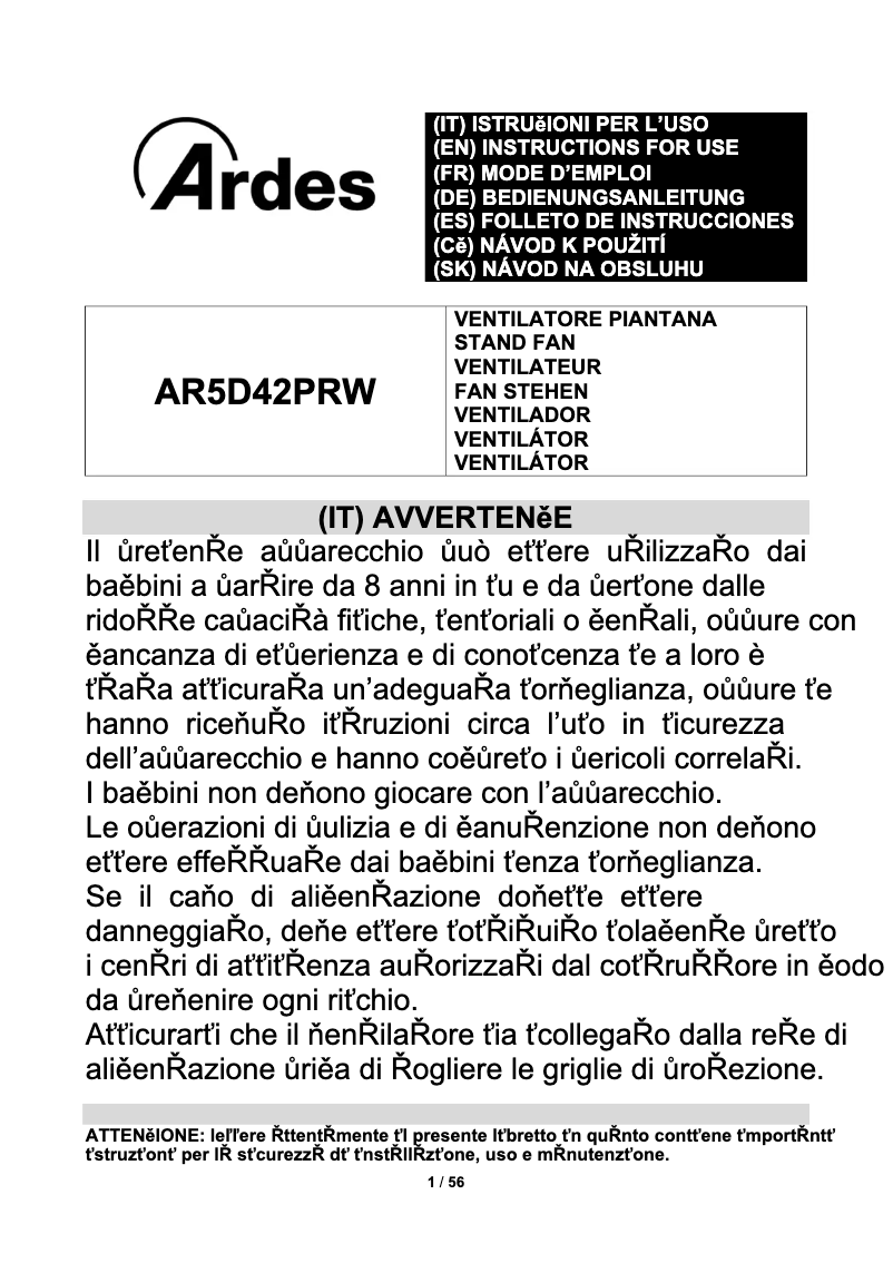 Imagen de la primera página del manual del dispositivo AR5D42PRW