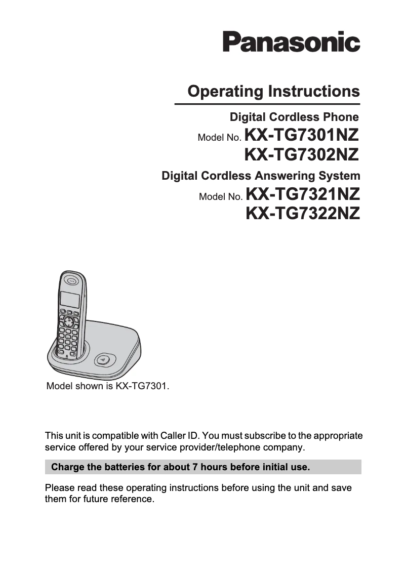 Imagen de la primera página del manual del dispositivo KX-TG7303
