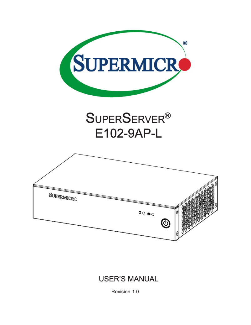 Página 1 del manual Manual de usuario Supermicro SuperServer E102-9AP-L