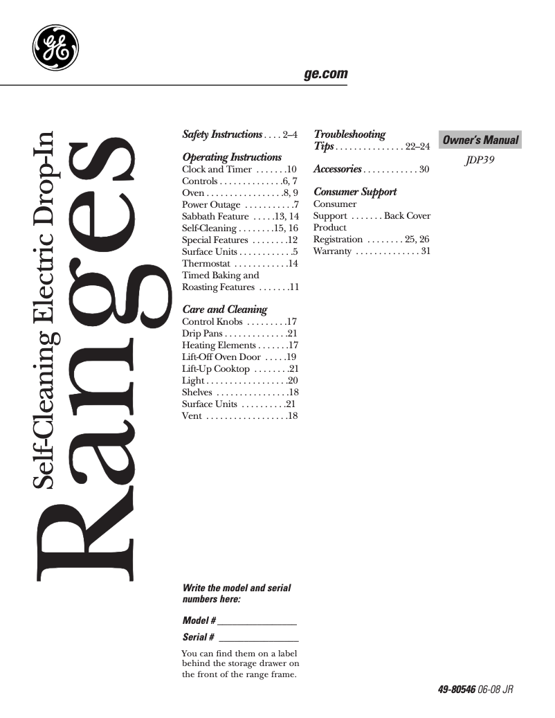 Imagen de la primera página del manual del dispositivo JDP39CKCC