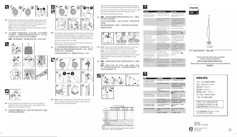 Imagen de la primera página del manual del dispositivo Easy Touch GC482