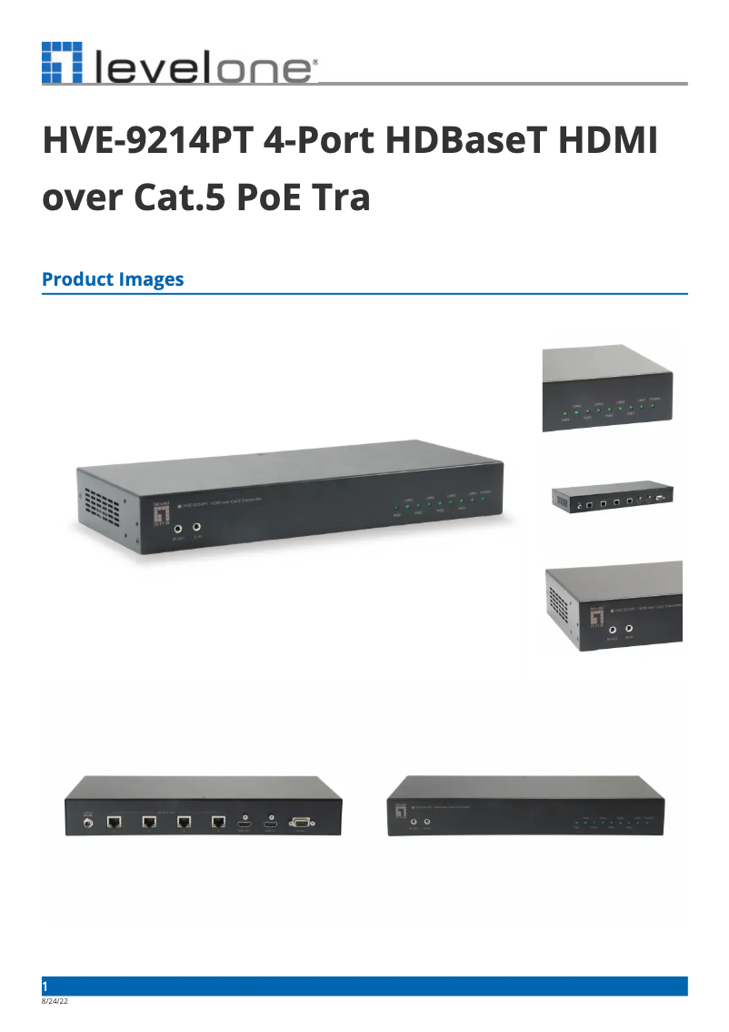 Imagen de la primera página del manual del dispositivo HVE-9214PT