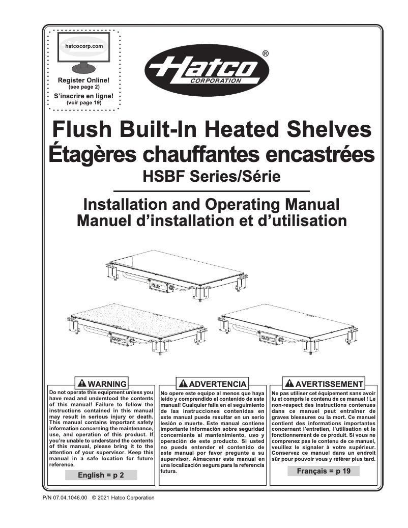 Página 1 del manual Manual de usuario Hatco HSBF-HC-3018