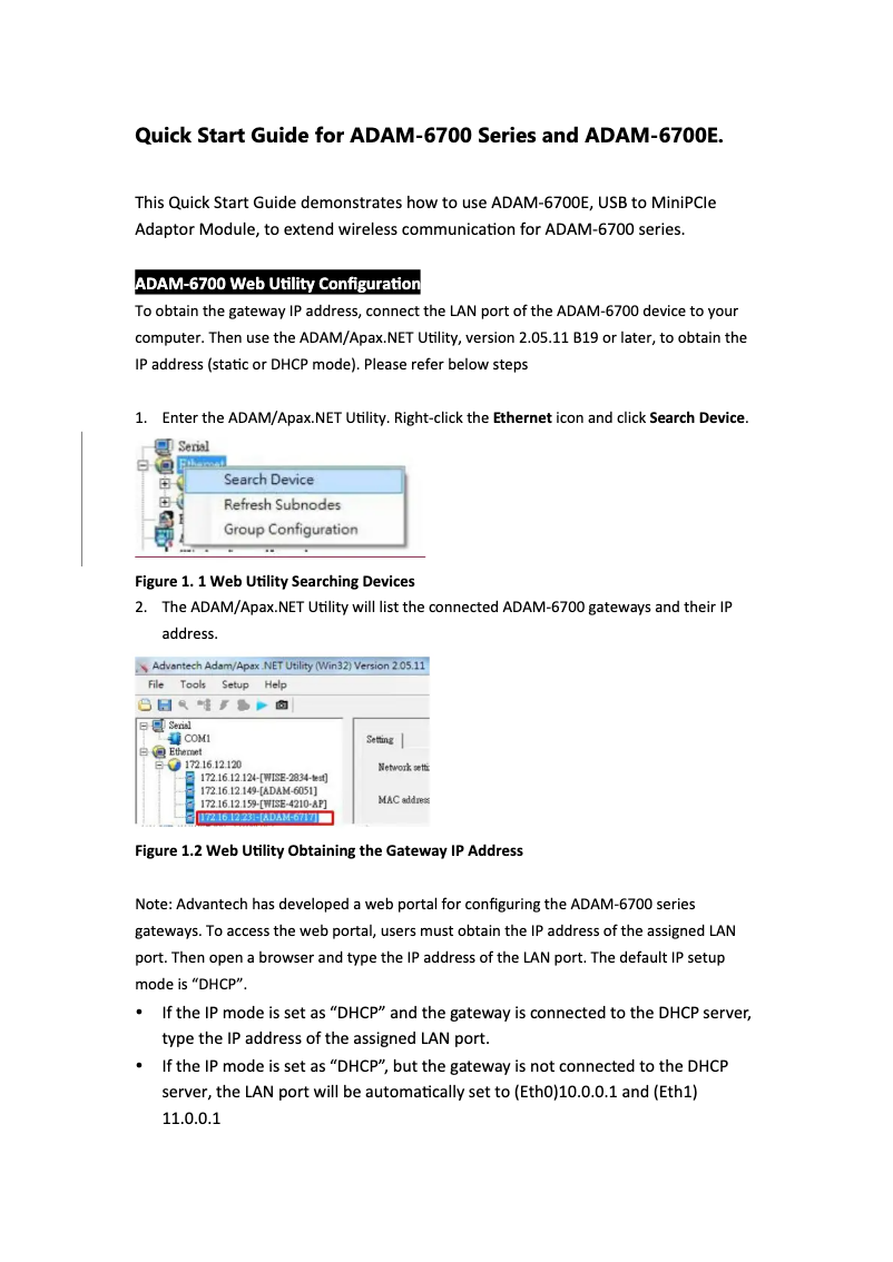 Imagen de la primera página del manual del dispositivo ADAM-6717-A