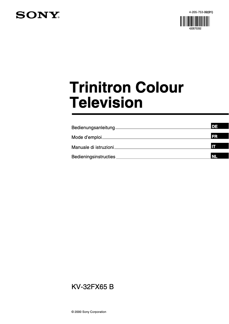 Imagen de la primera página del manual del dispositivo KV-32FX65B