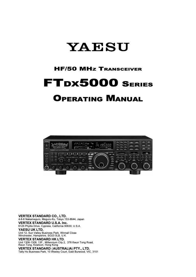Imagen de la primera página del manual del dispositivo FTDX5000