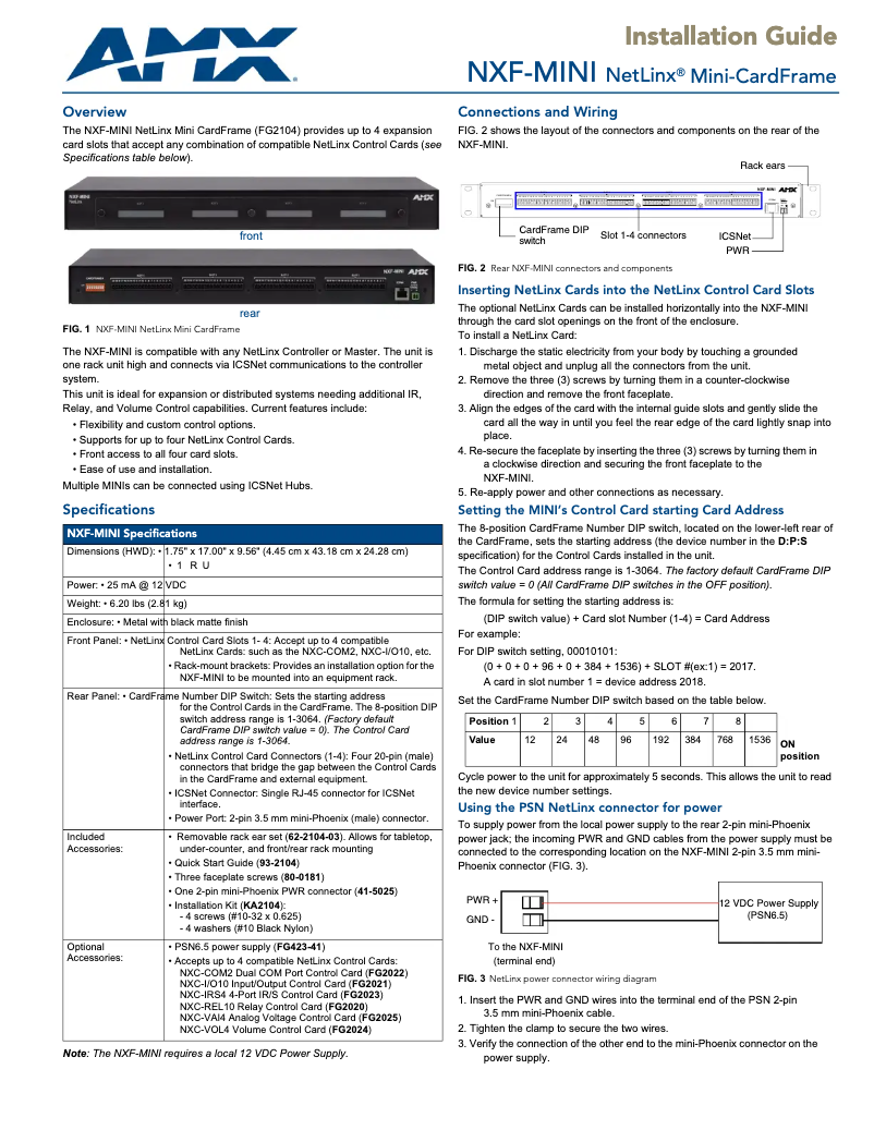 Página 1 del manual Manual de usuario AMX NXF-MINI
