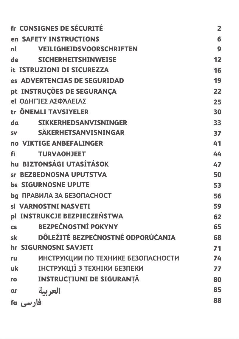 Página 1 del manual Instrucciones de seguridad Tefal Fry Delight FX1000