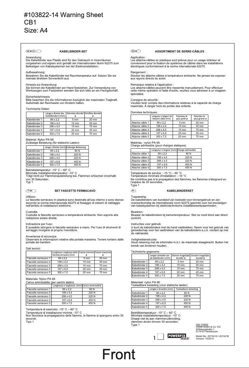 Imagen de la primera página del manual del dispositivo Z27421A