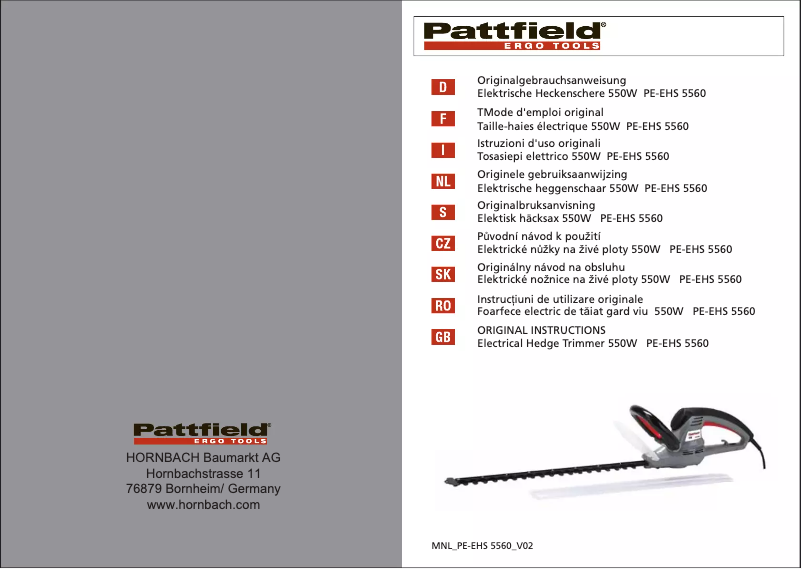 Página 1 del manual Manual de usuario Pattfield PE-EHS 5560