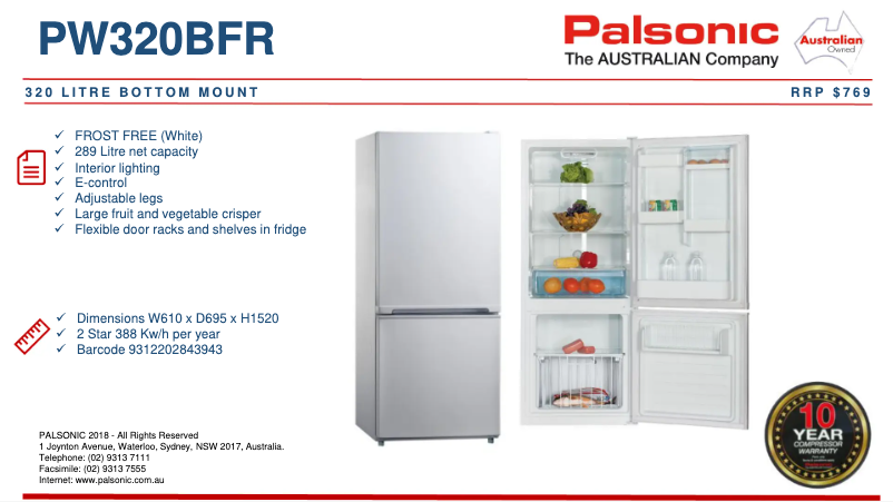 Página nº 1 - Ficha técnica Palsonic PW320BFR