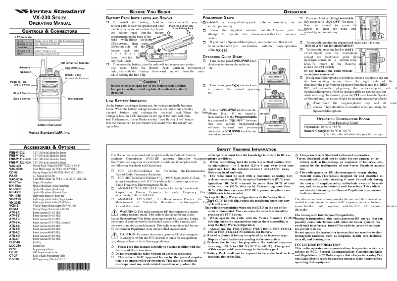 Página 1 del manual Manual de usuario Vertex Standard VX-230
