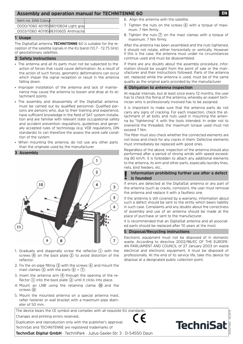 Página nº 1 - Manual de usuario TechniSat Technitenne 60