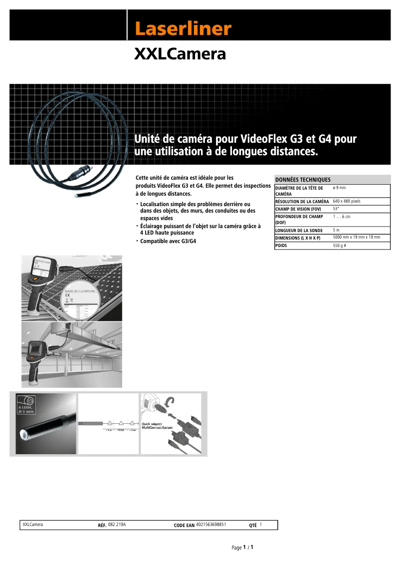 Página 1 del manual Ficha técnica Laserliner XXL Camera