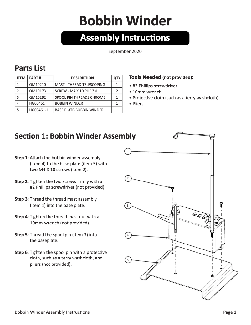 Página 1 del manual Instrucciones / montaje Baby Lock Gallant