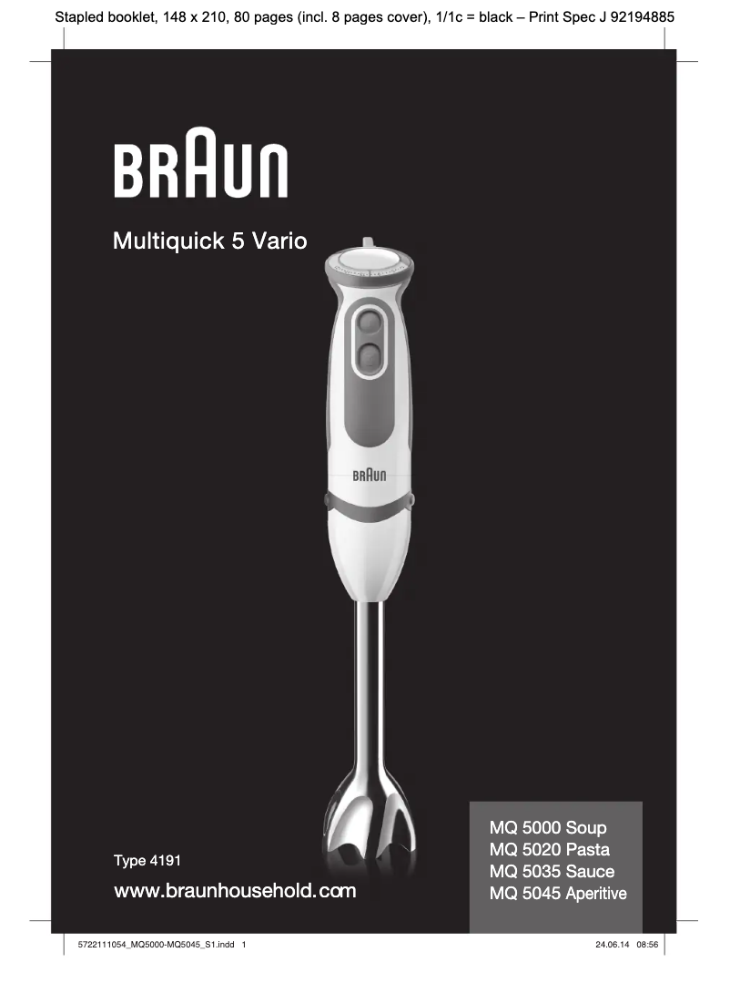 Página nº 1 - Manual de usuario Braun Multiquick 5 Vario MQ 5035 Sauce