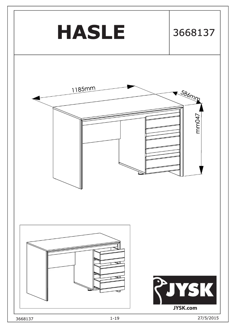 Página nº 1 - Manual de usuario JYSK Hasle (119x74x59)