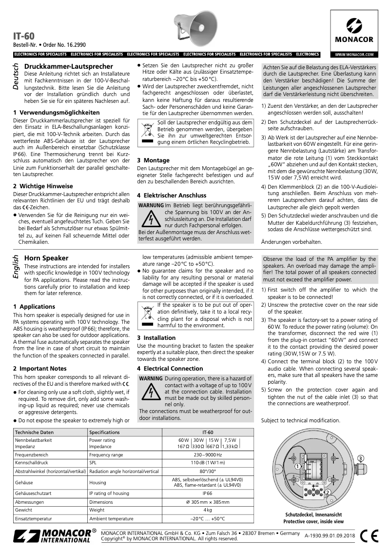Página 1 del manual Manual de usuario Monacor IT-60