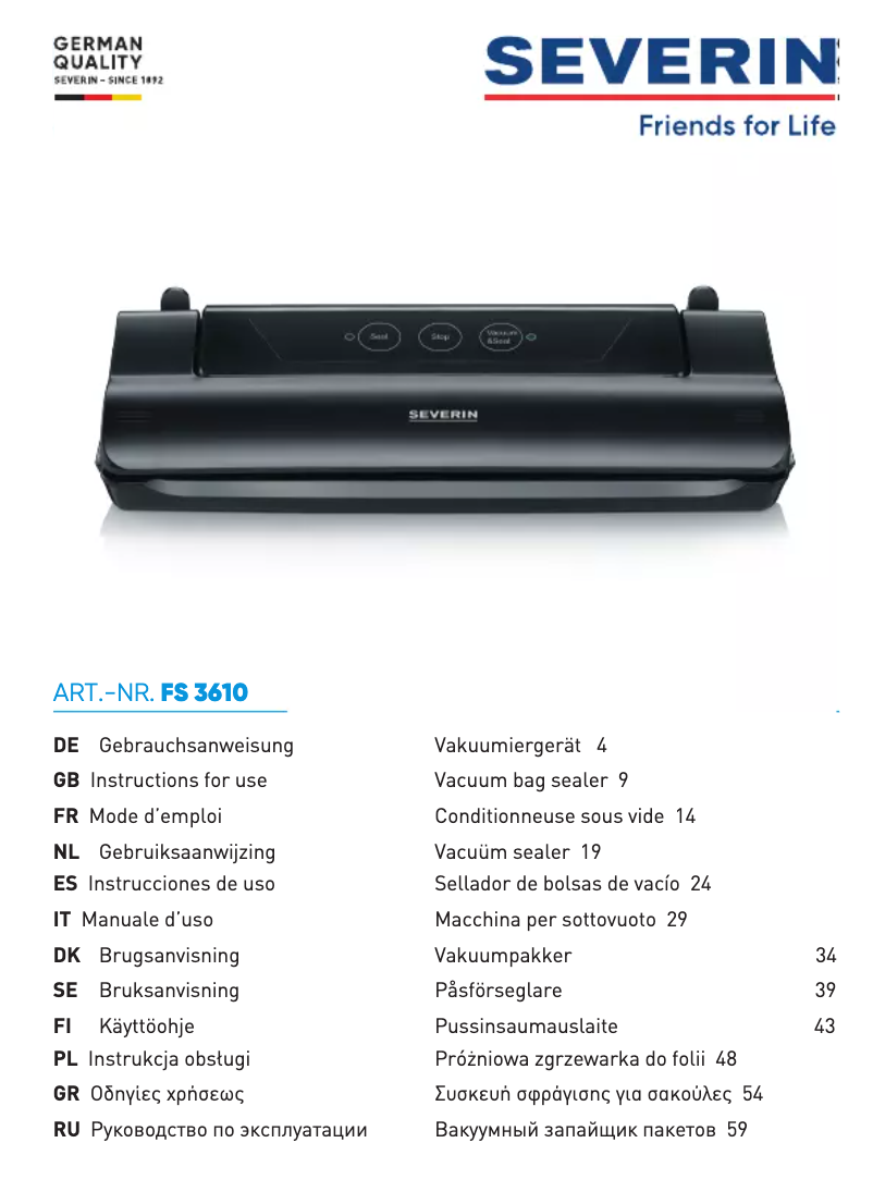 Imagen de la primera página del manual del dispositivo FS 3610
