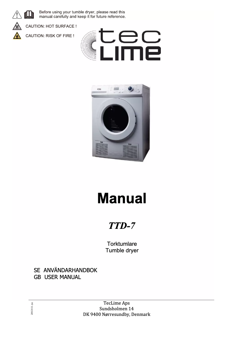 Imagen de la primera página del manual del dispositivo TTD-7