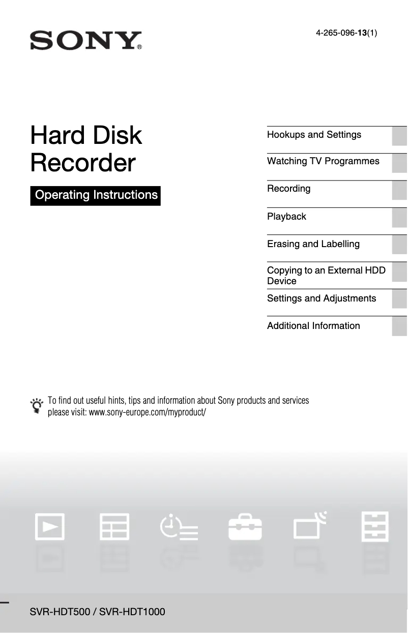 Imagen de la primera página del manual del dispositivo SVR-HDT1000