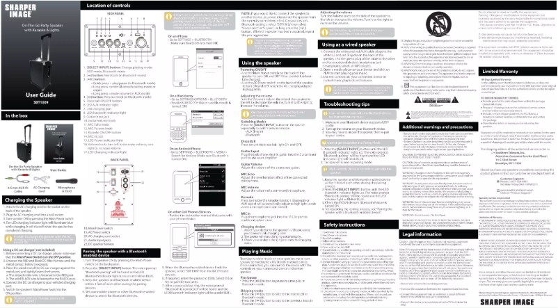 Página 1 del manual Manual de usuario Sharper Image SBT1009