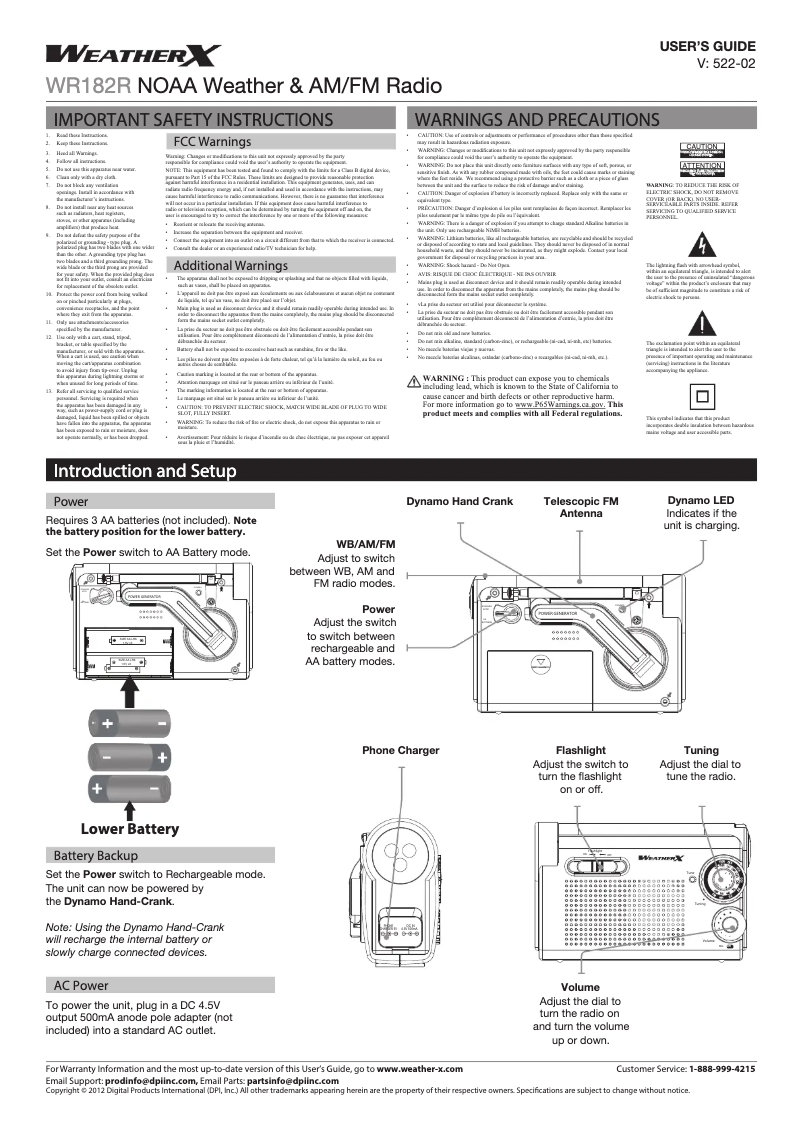 Imagen de la primera página del manual del dispositivo WR182R