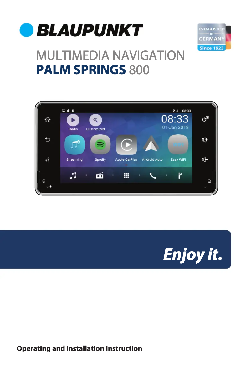 Imagen de la primera página del manual del dispositivo Palm Springs 800