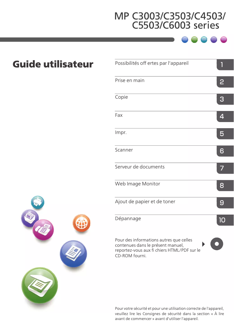 Imagen de la primera página del manual del dispositivo Aficio MP C4503