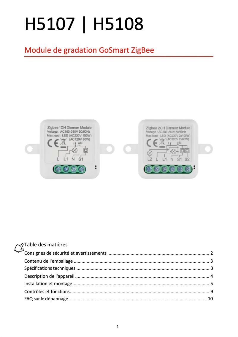 Imagen de la primera página del manual del dispositivo H5107
