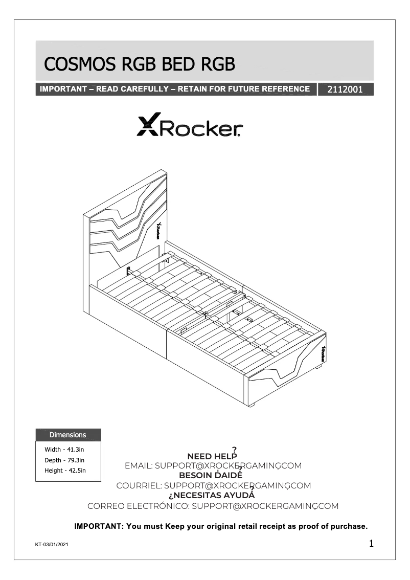 Página 1 del manual Manual de usuario X Rocker Cosmos RGB