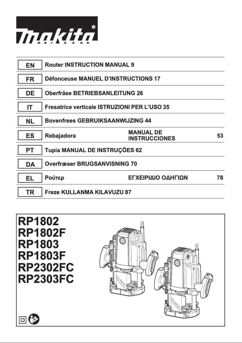 Página 1 del manual Manual de usuario Makita RP1803