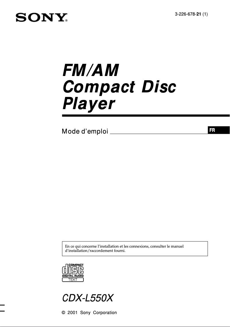Imagen de la primera página del manual del dispositivo CDX-L550X