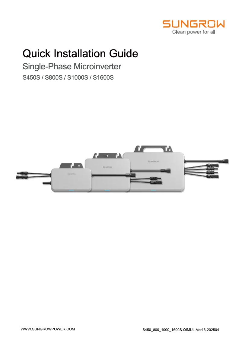 Página 1 del manual Manual de usuario Sungrow SSS1600S
