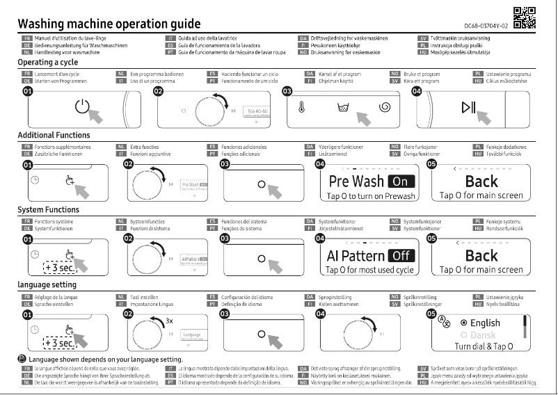 Imagen de la primera página del manual del dispositivo WW90T4540AE