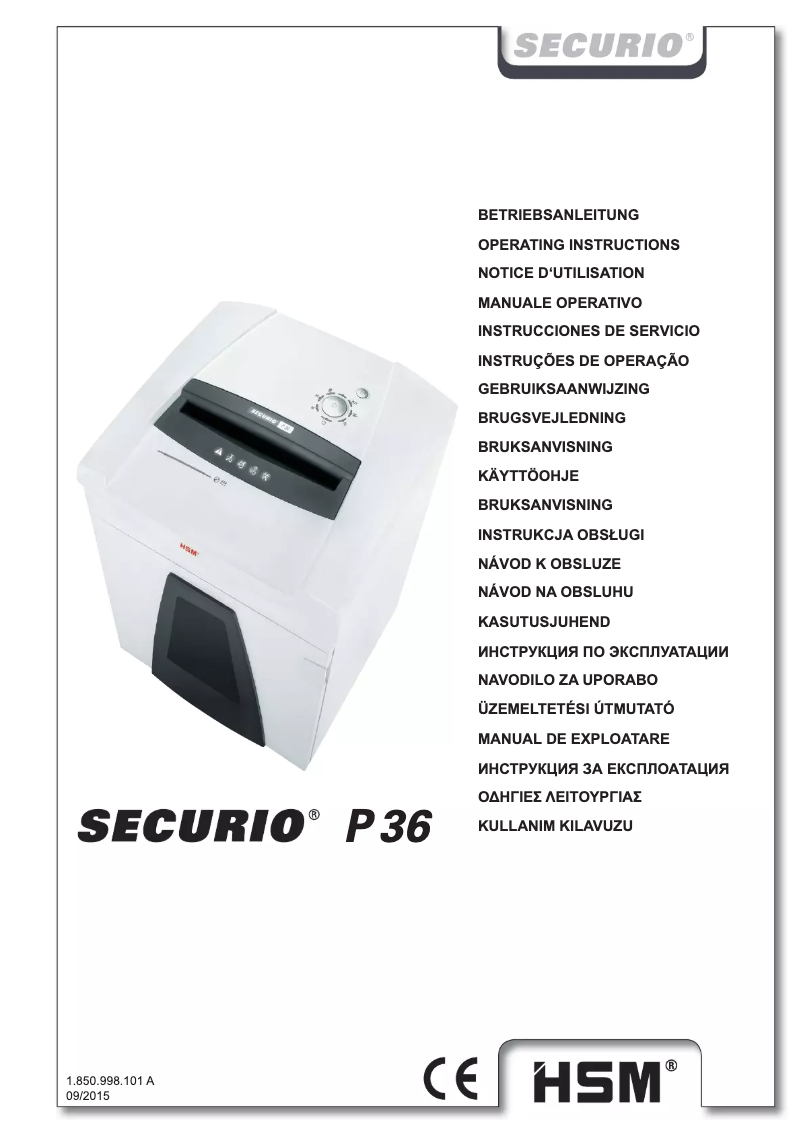 Imagen de la primera página del manual del dispositivo SECURIO P36 1.9x15mm