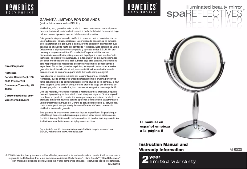 Imagen de la primera página del manual del dispositivo M-8000