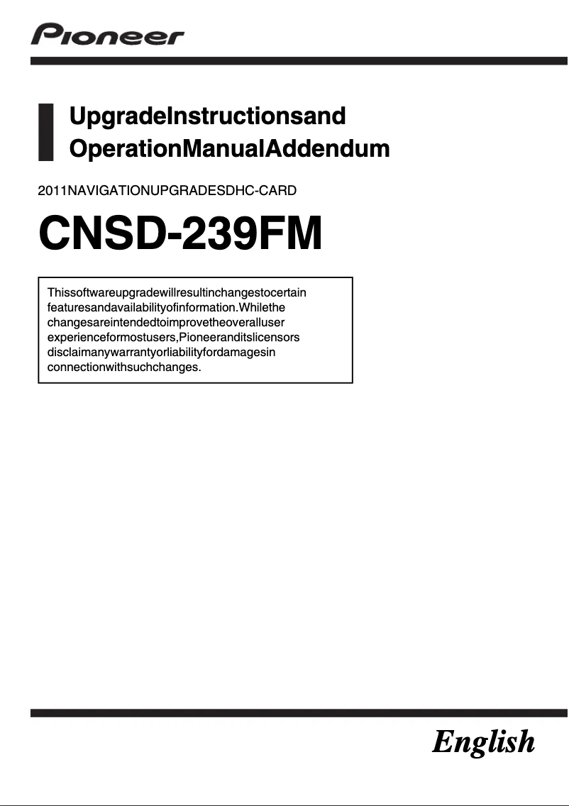 Página 1 del manual Manual de usuario Pioneer CNSD-239FM