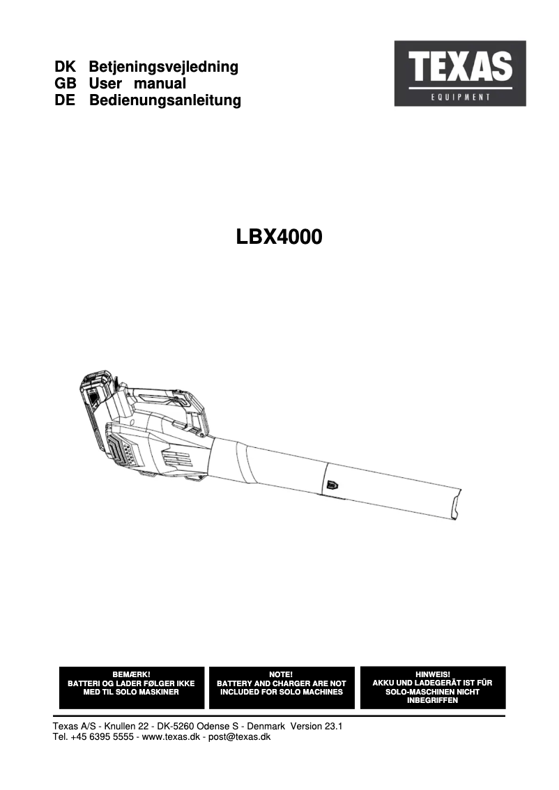 Imagen de la primera página del manual del dispositivo LBX4000