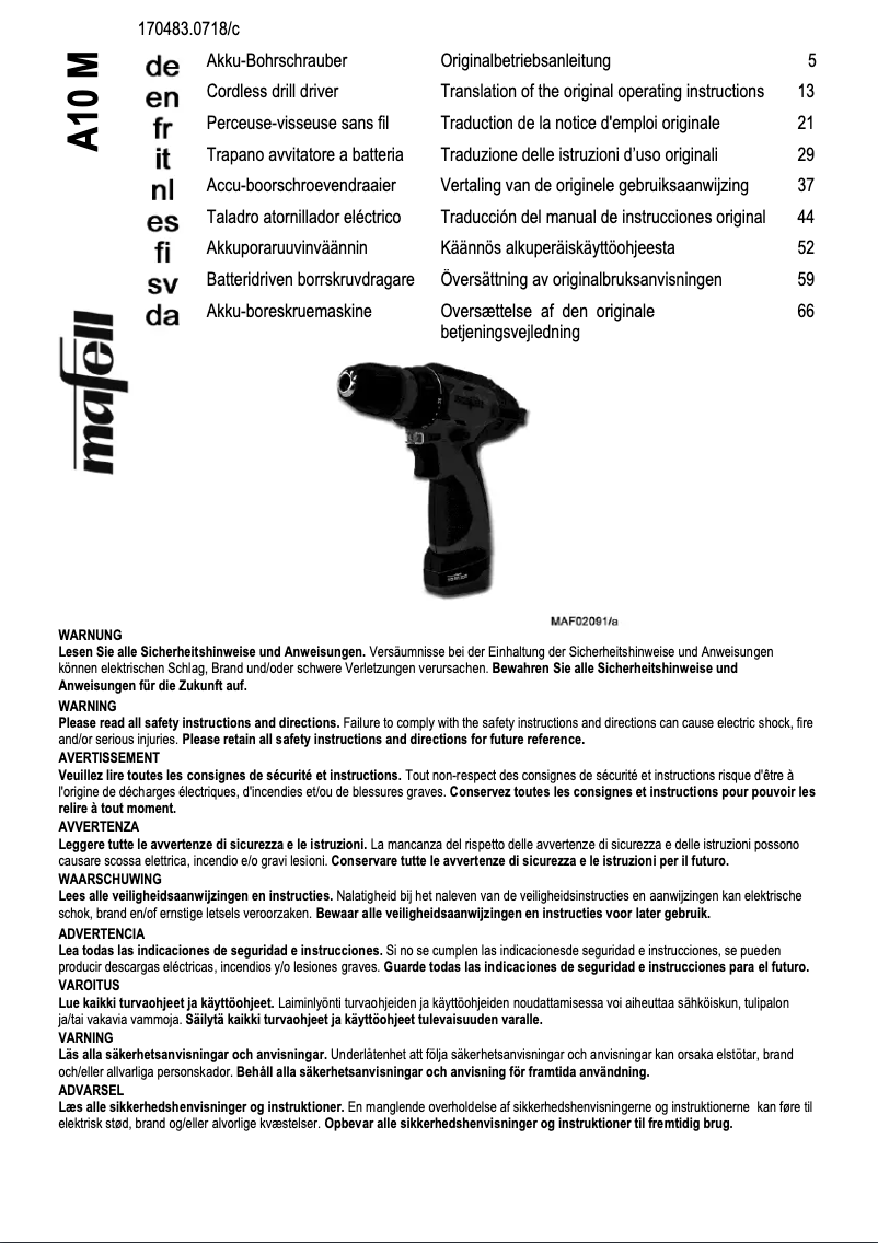 Imagen de la primera página del manual del dispositivo A 10 M